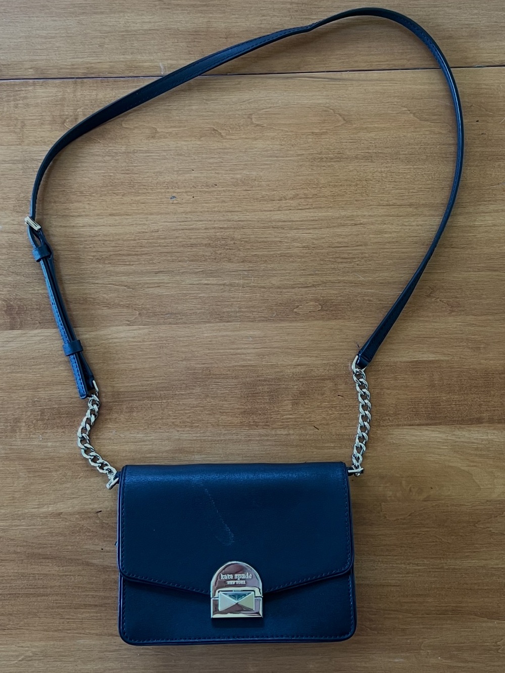 Kate Spade Black Chain/Leather Strap Crossbody Handbag